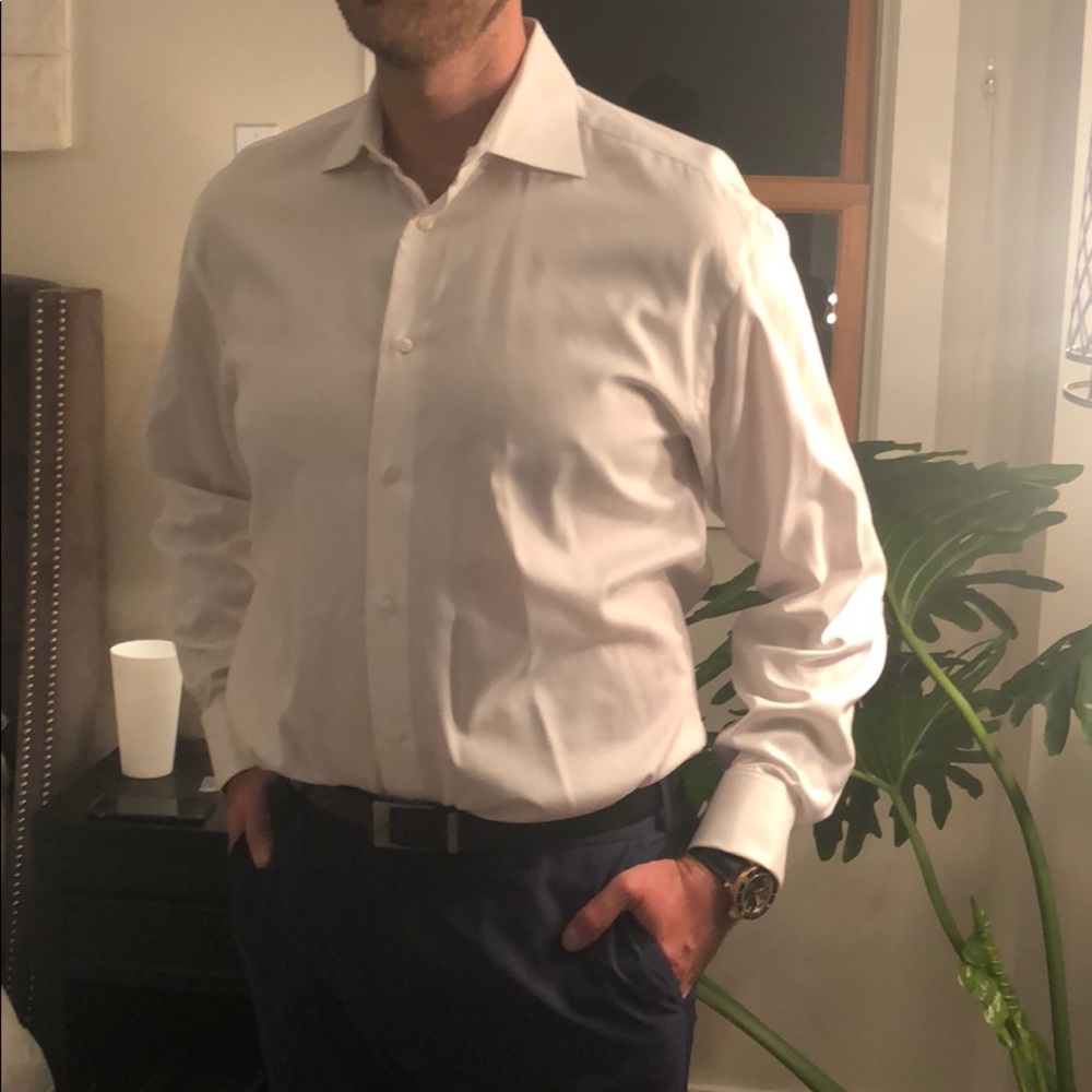 Borrelli for Neiman Marcus white button down shirt